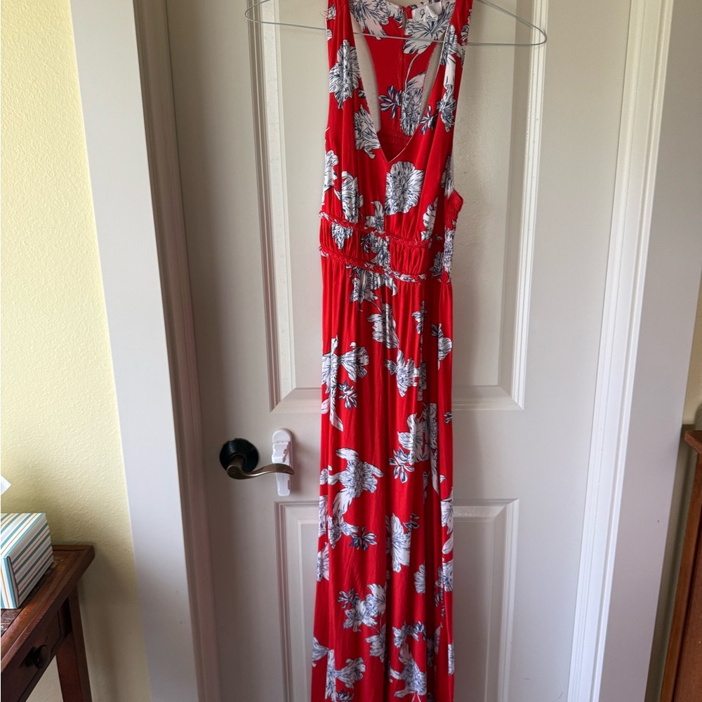 Japna Red Floral Maxi Dress